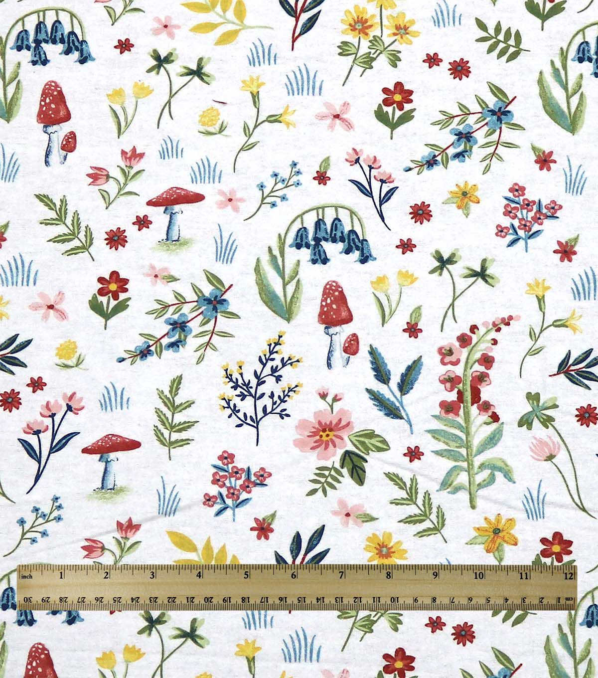 Floral on White Super Snuggle Flannel Fabric