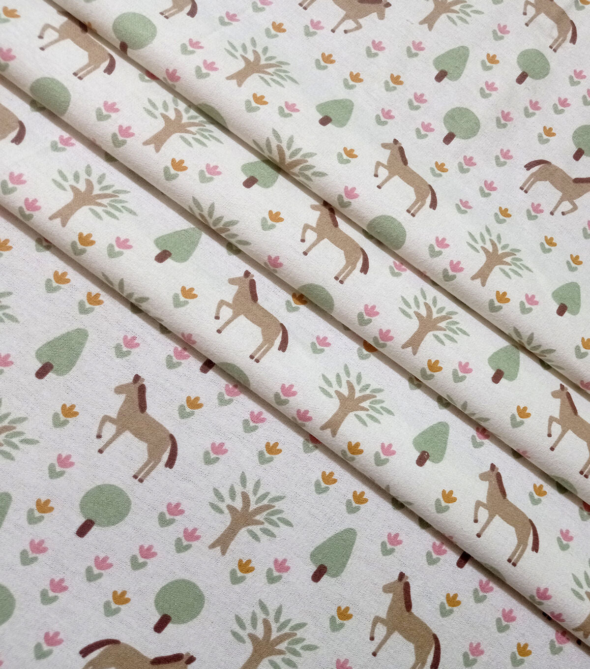 White Pastel Horses Super Snuggle Flannel Fabric