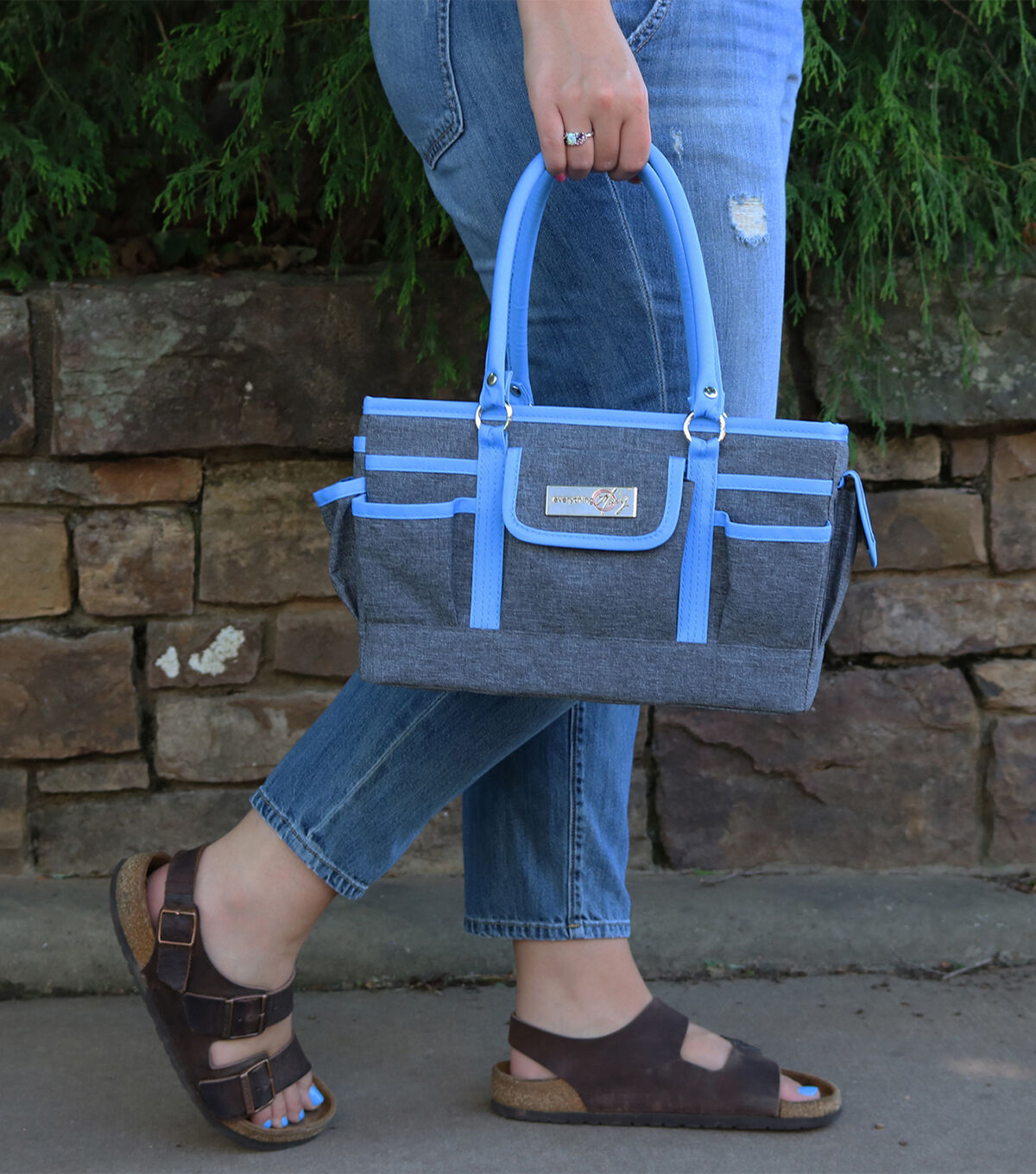 Everything Mary 12 Blue & Gray Craft Bag Organizer Tote