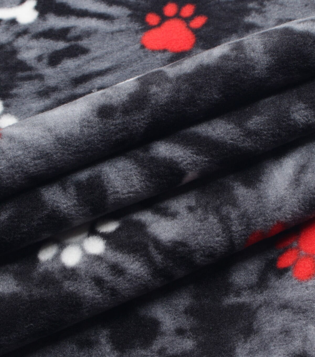 Paws on Black Tie Dye Anti Pill Fleece Fabric