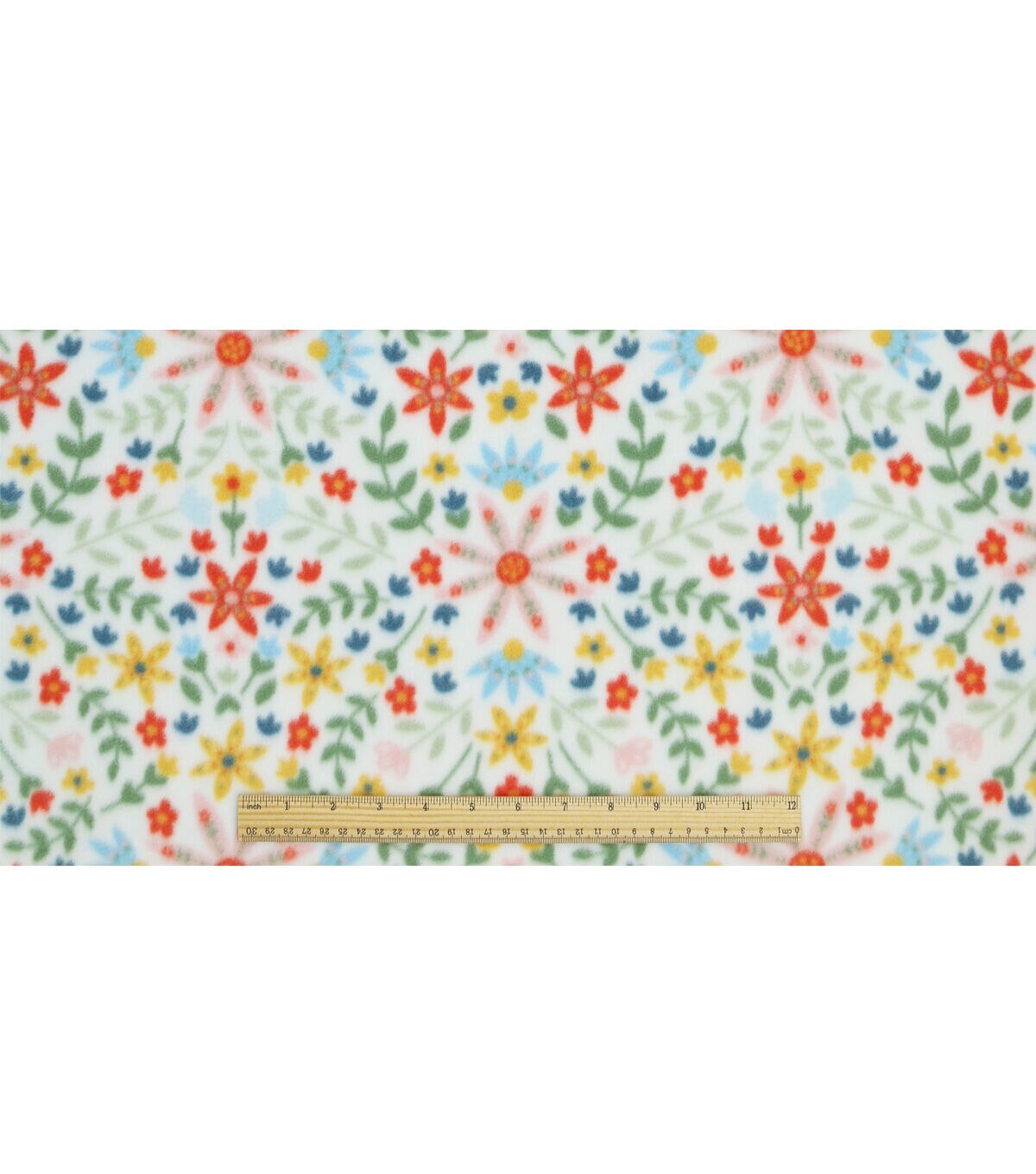Cute Mirrored Floral on White Anti Pill Plush Fleece Fabric