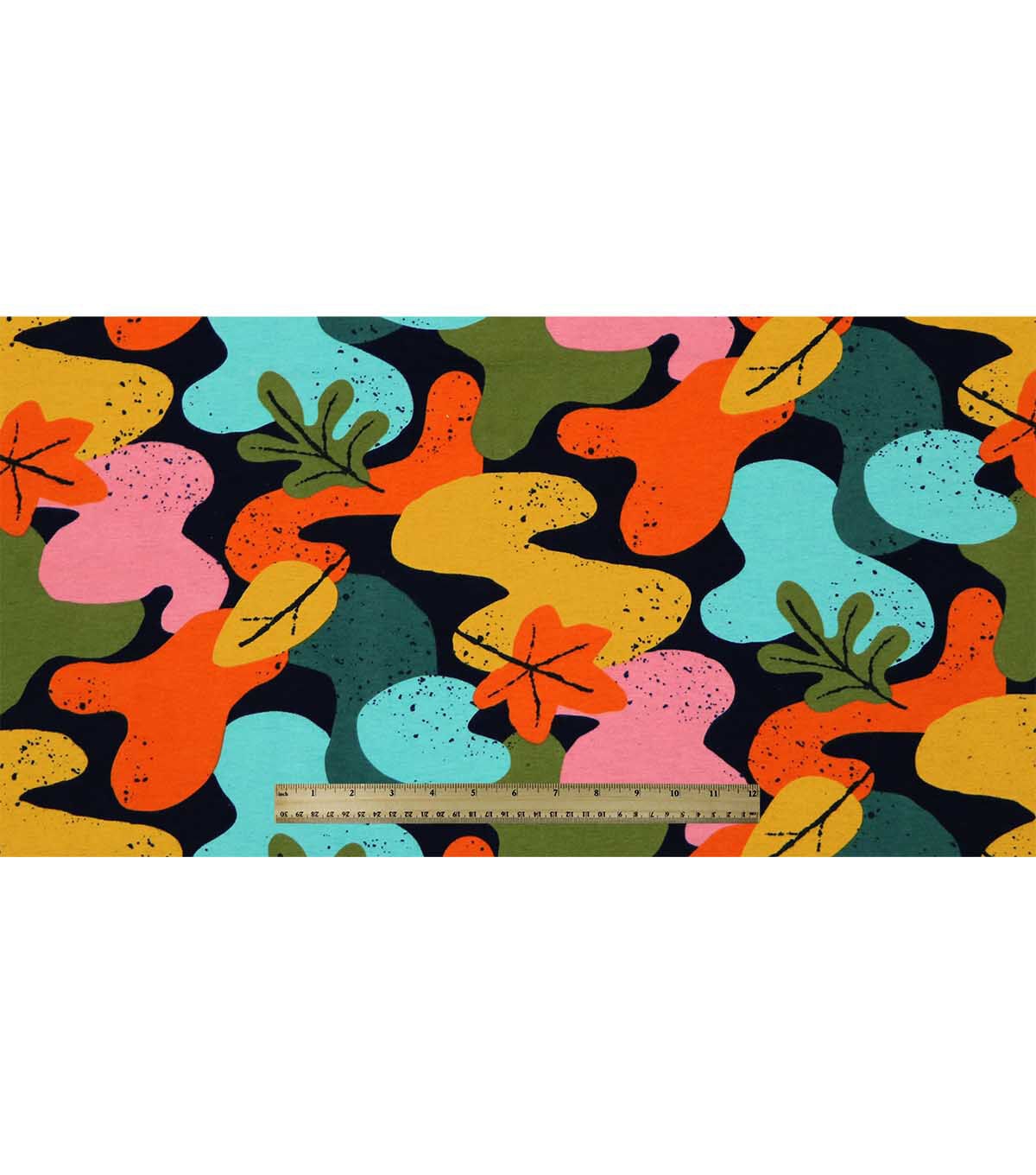 Multicolor Geometric Leaf Super Snuggle Flannel Fabric by POP!