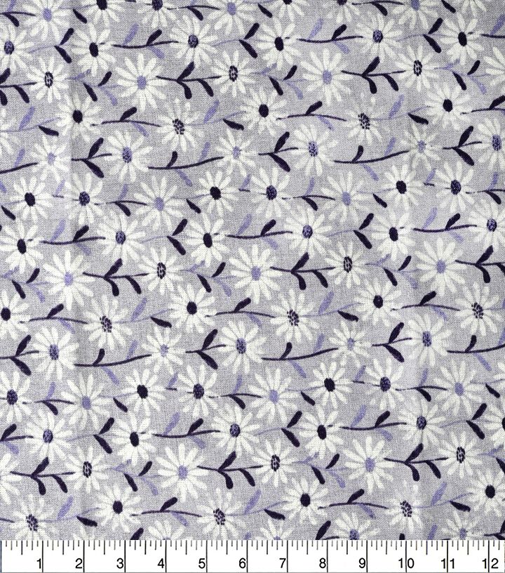 18 x 21 Daisies on Purple Cotton Fabric Quarter 1pc by Keepsake Calico