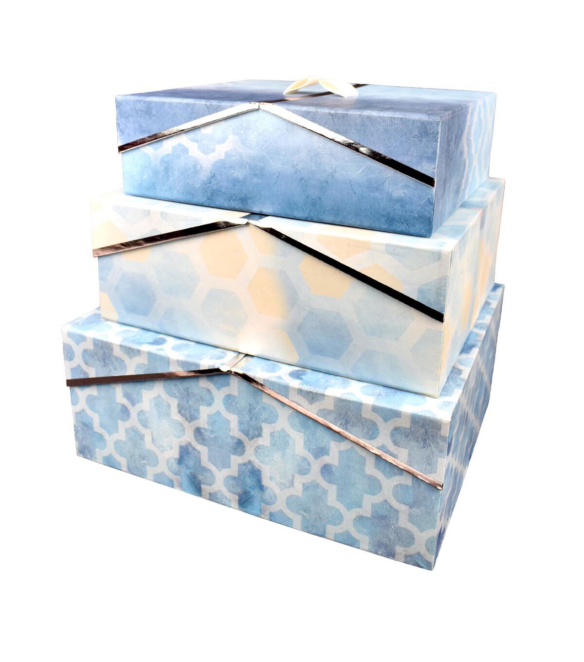 12 Geometrics Blue Rectangle Box With Double Door Lid by Hudson 43