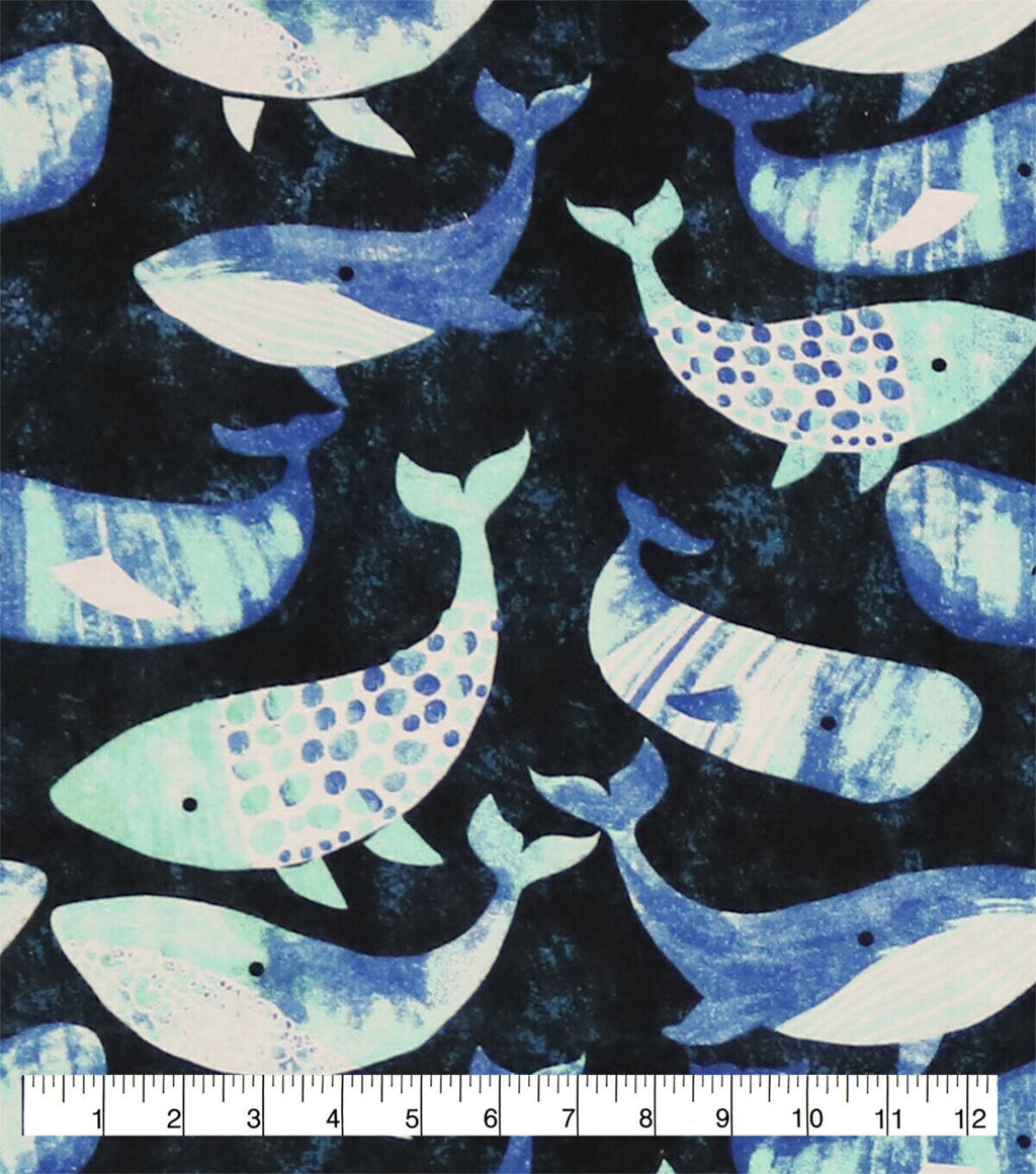Whimsical Whales Super Snuggle Flannel Fabric