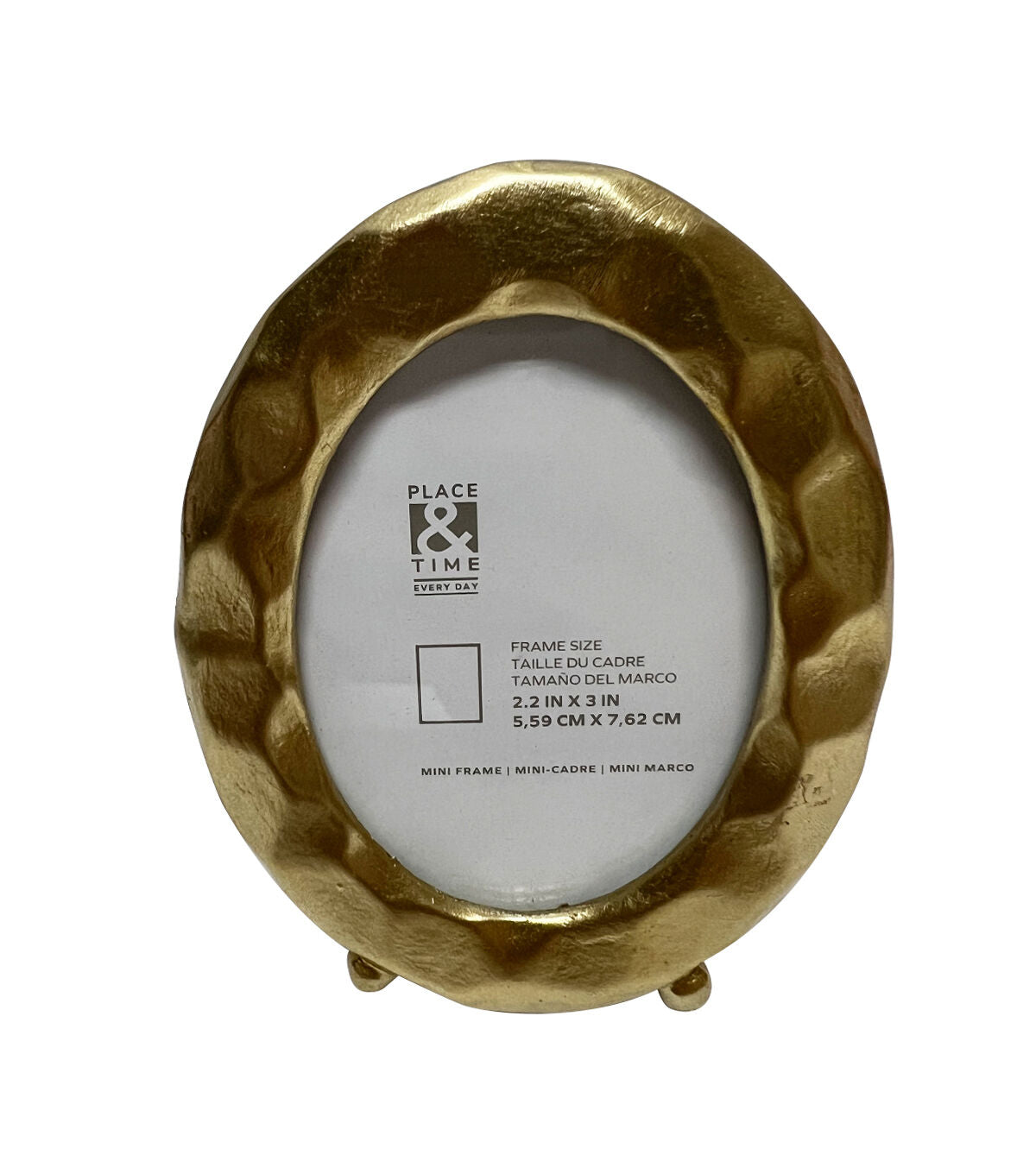 2 x 3 Gold Metal Oval Stamped Tabletop Picture Frame by Place & Time