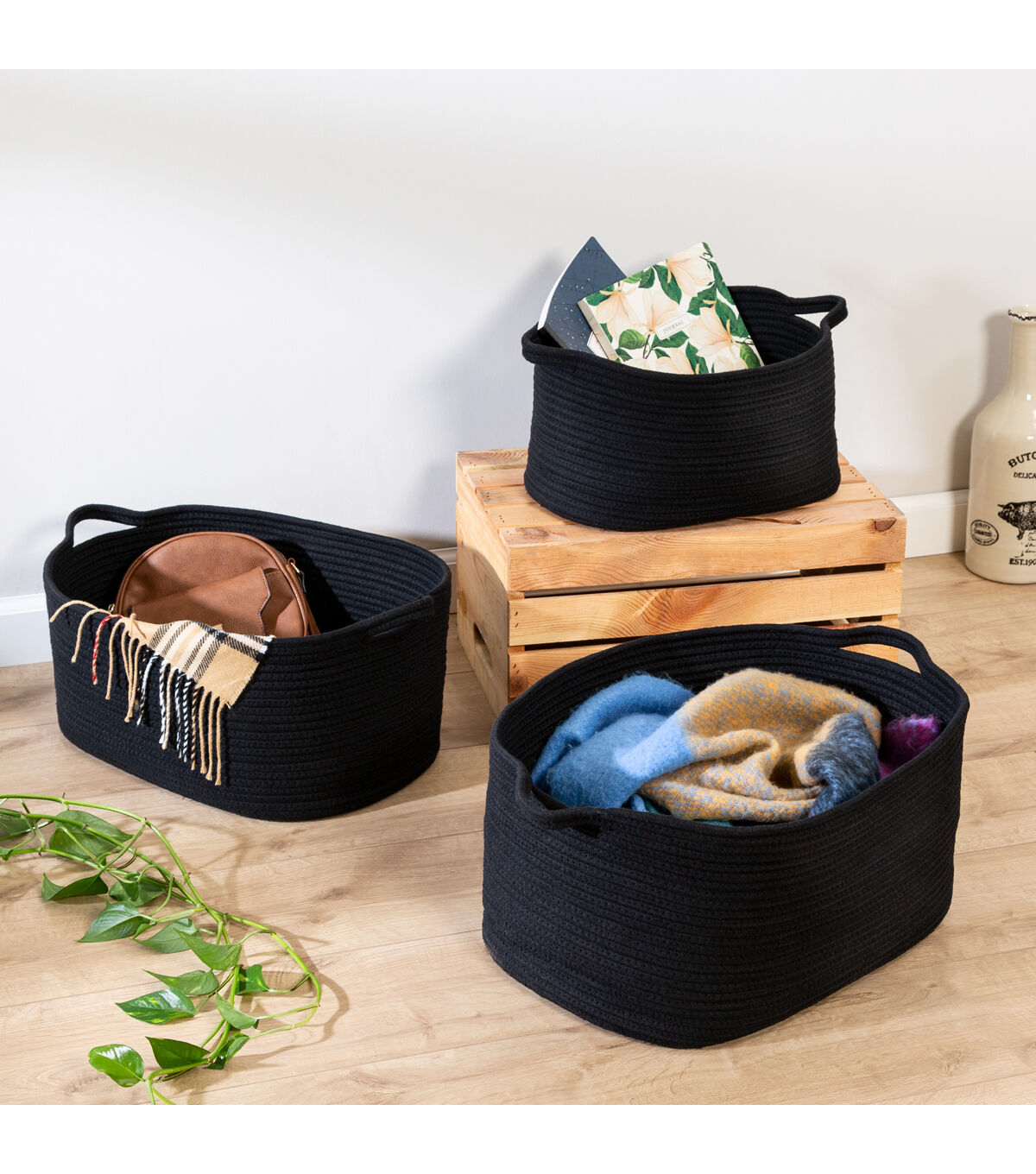 Honey Can Do 18.5 x 13 Soft Cotton Coil Nesting Baskets 3ct