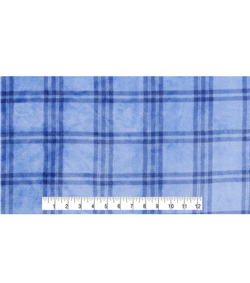 Blue Plaid Sew Lush Fleece Fabric