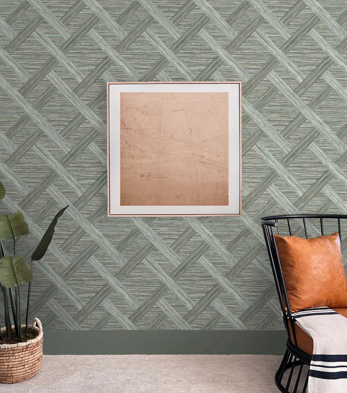 Surface Style 20.5' x 18' Driftwood Java Weave Peel & Stick Wallpaper