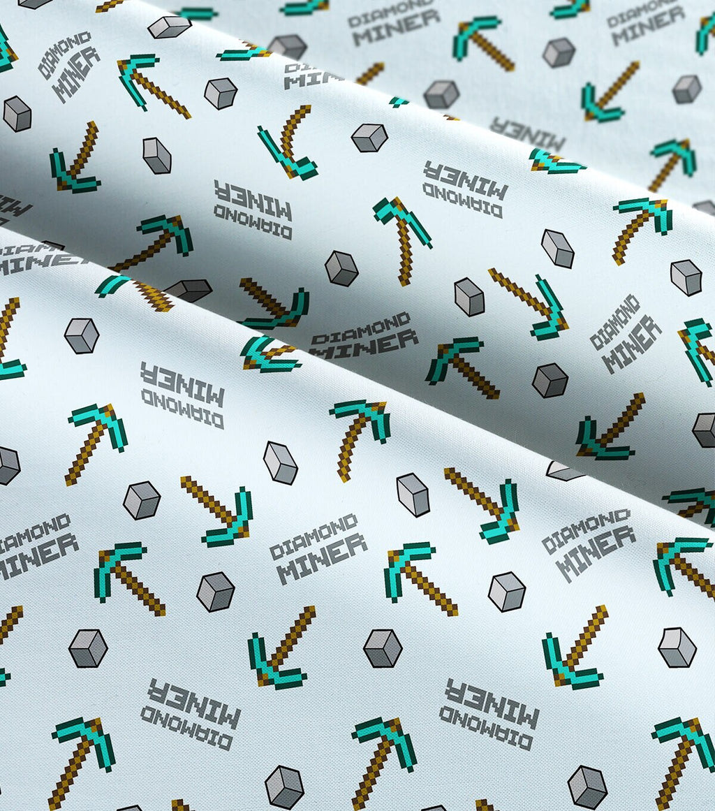 Minecraft Diamond Miner Cotton Fabric