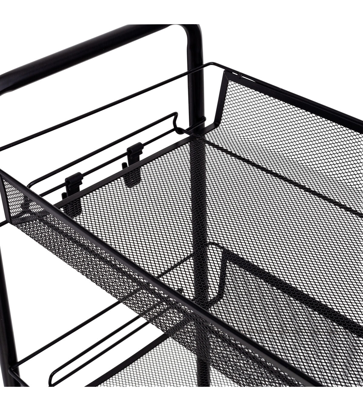 Honey Can Do 17.5 x 33 Black 4 Tier Metal Storage Cart With 5 Hooks