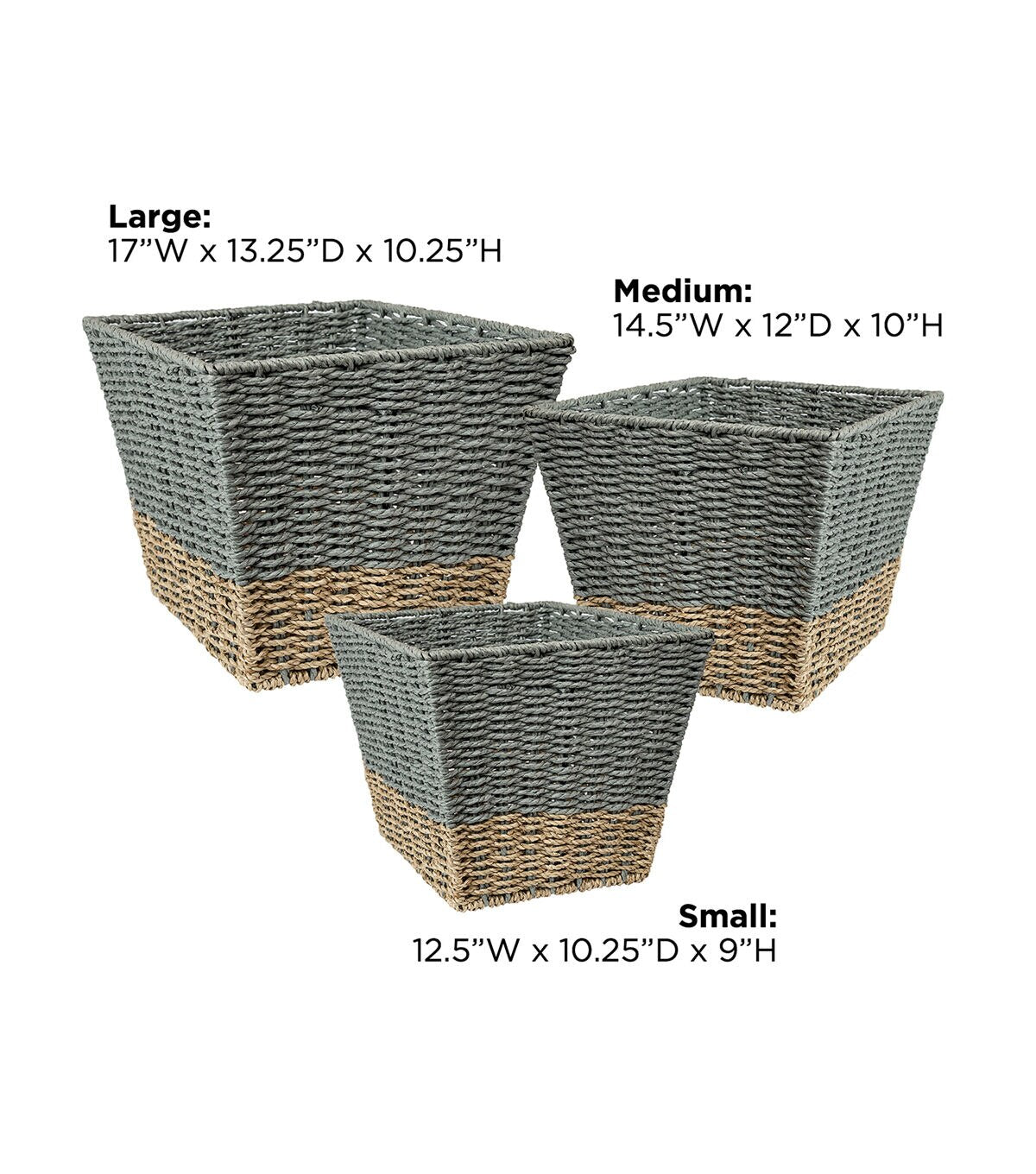 Honey Can Do 17 Seagrass Square Nesting Baskets 3ct