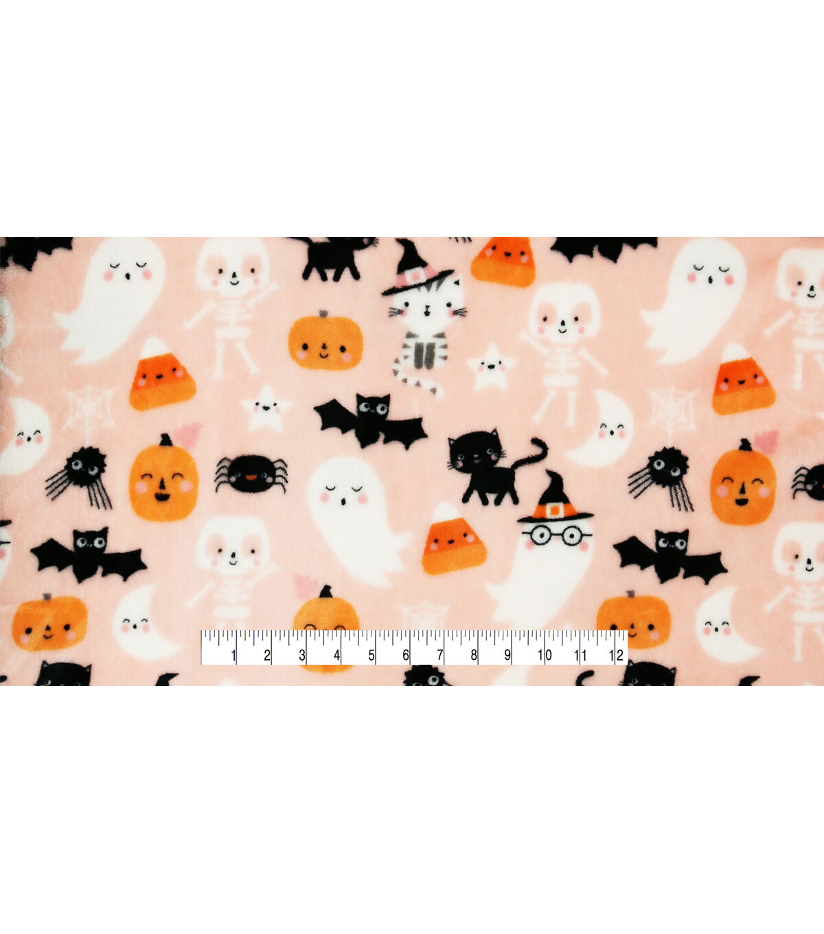 Halloween Icons On Pink Sew Lush Fleece Fabric