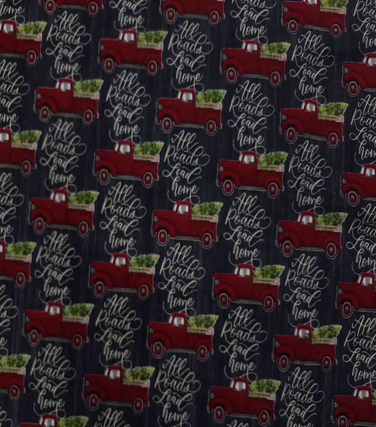 All Roads Lead Home & Truck Super Snuggle Christmas Flannel Fabric