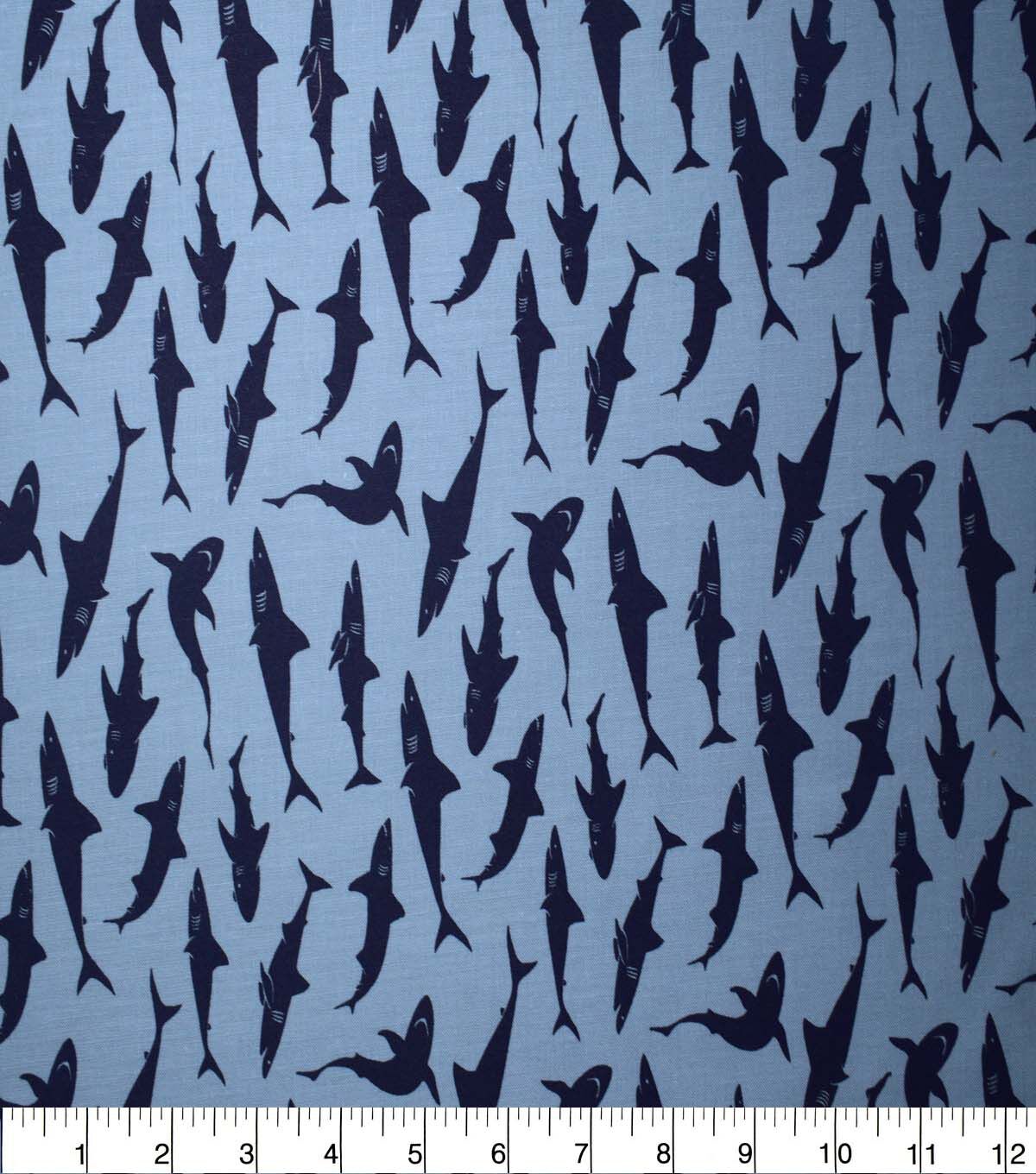 Underwater Sharks on Blue Cotton Fabric by Quilter's Showcase