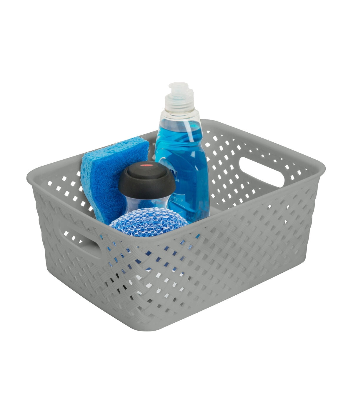 Simplify 10 x 4 Resin Wicker Storage Bin With Handles