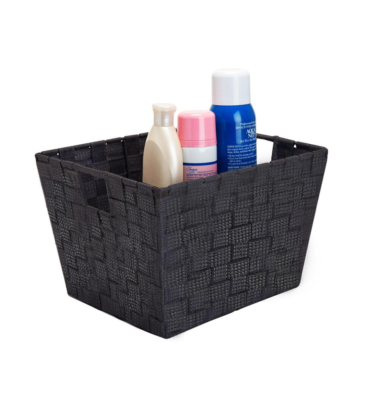 Simplify 10 x 8 Black Lurex Striped Woven Storage Bin With Handles