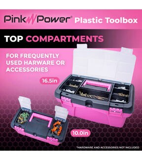 Pink Power 16 x 10 Pink Craft Tool Box Organizer Set 2ct