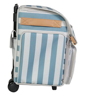 Everything Mary 18 Blue Striped Collapsible Rolling Craft Bag