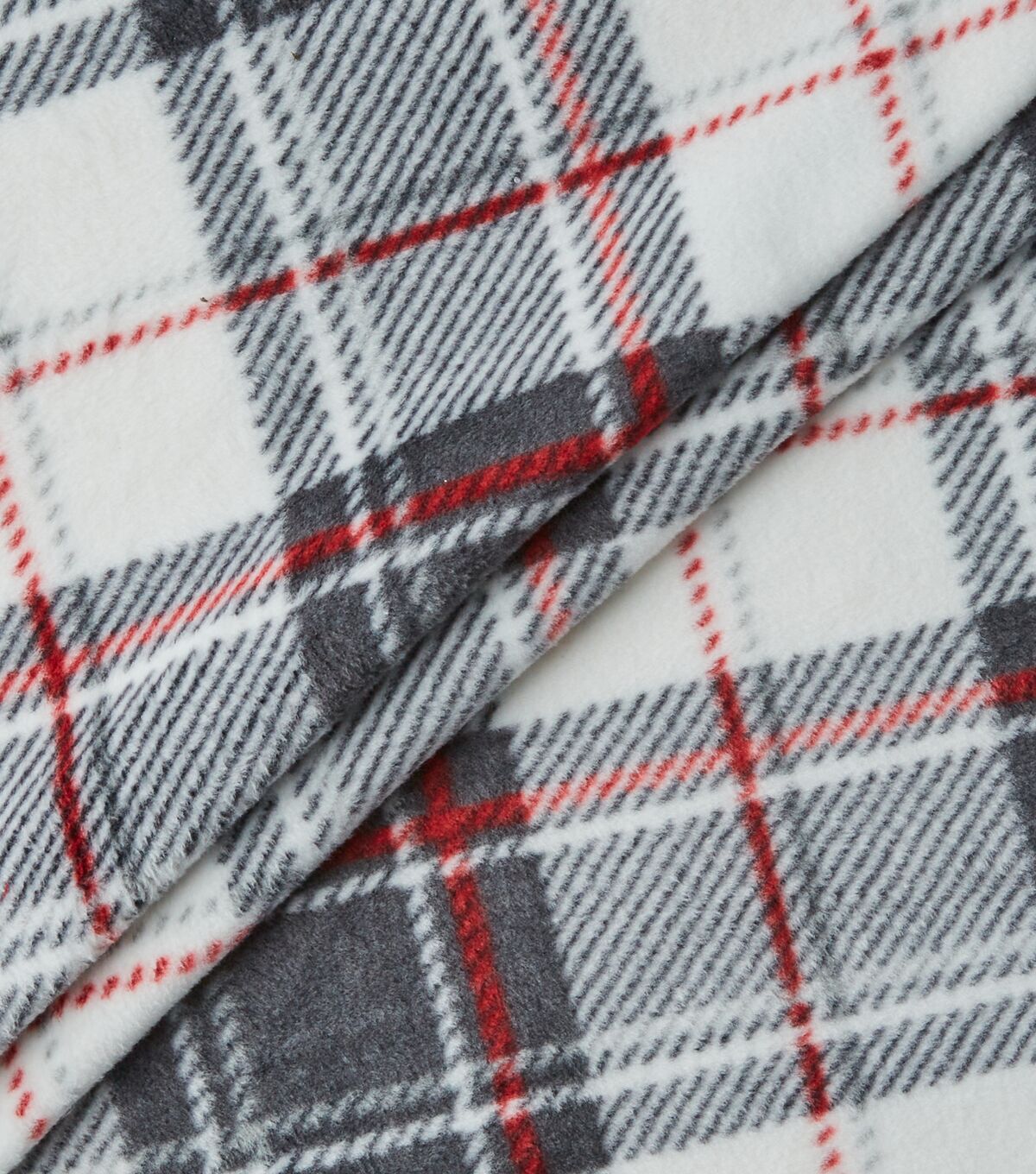 Eddie Bauer Black & White Red Plaid Premium Fleece Fabric