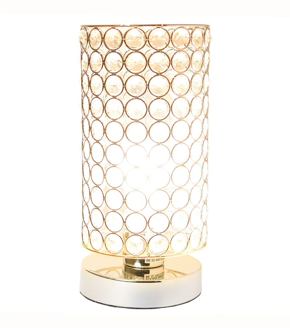 All The Rages Crystal Nightstand Cylindrical Uplight Table Lamp, Chrome