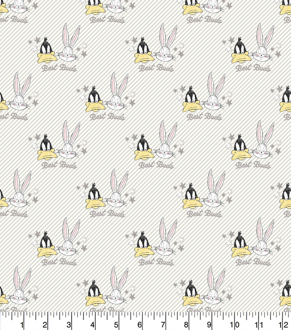 Looney Tunes Bugs Daffy White Flannel Fabric