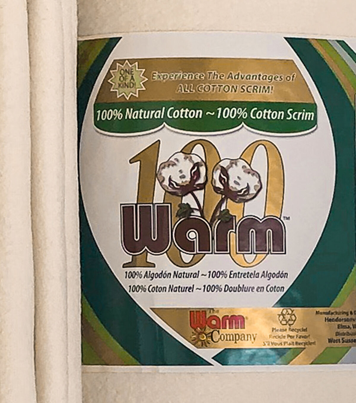 The Warm Company Warm 100 Cotton Scrim Batting 110''