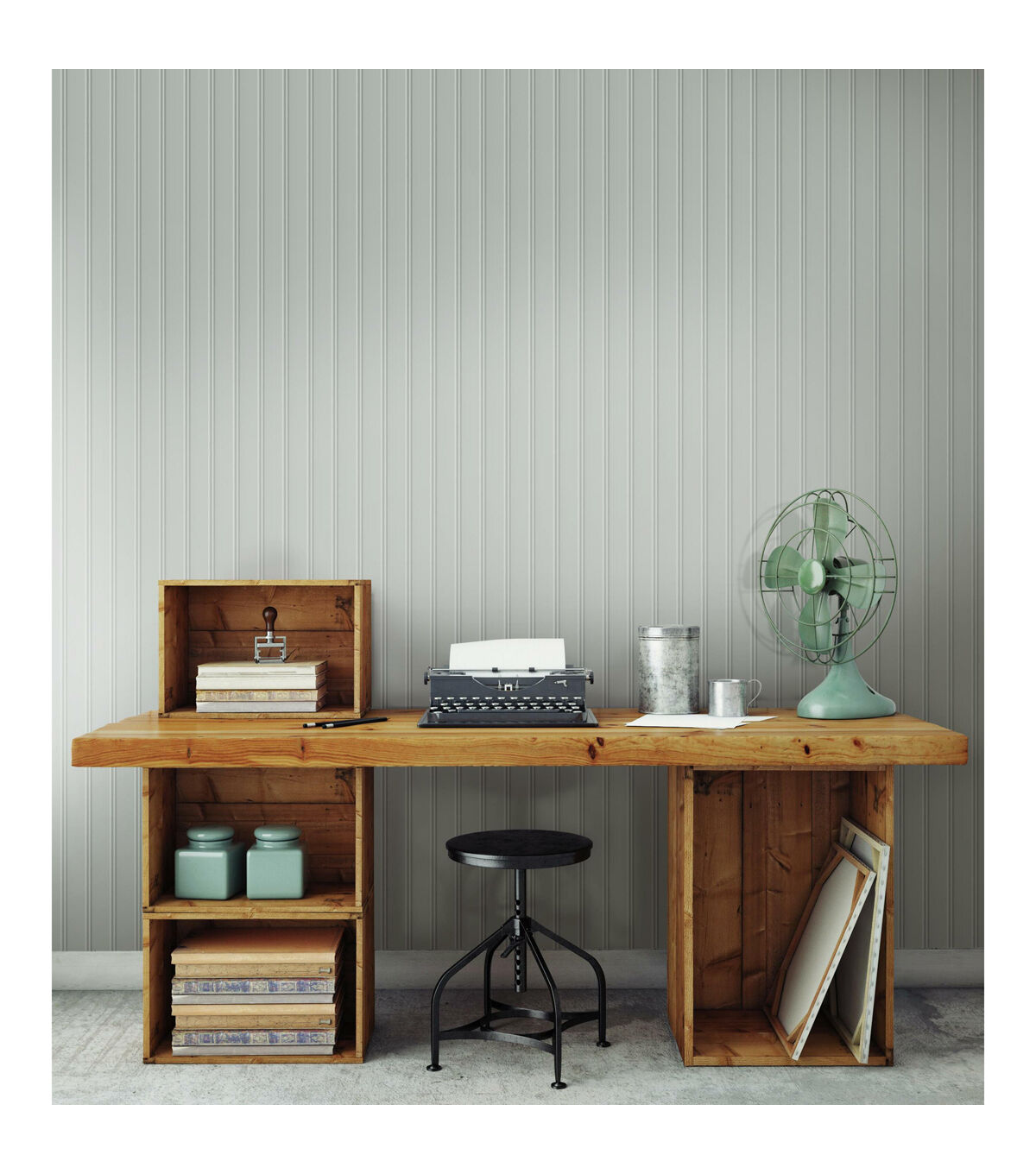 RoomMates 20.5 x 16.5' Mint Green Beadboard Peel & Stick Wallpaper