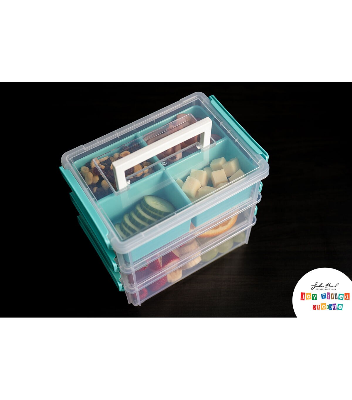 John Bead 5.5 x 4 Clear Joy Filled Stackable Storage Containers 2pk
