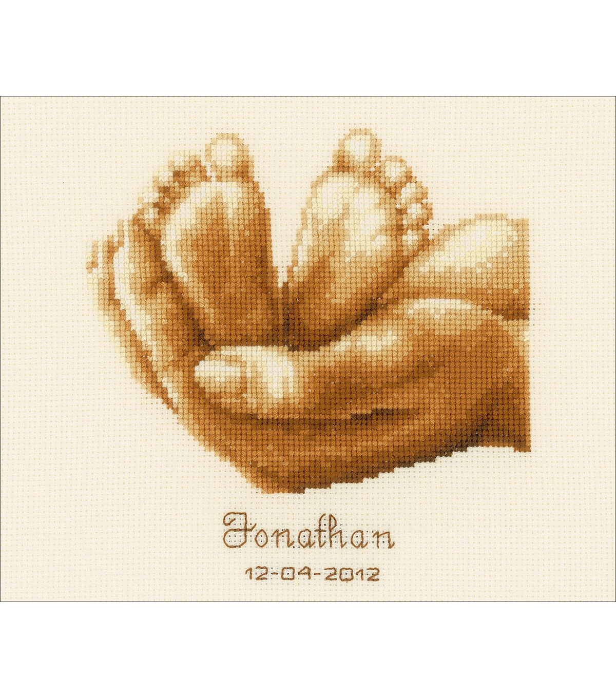 Vervaco 6.5 x 8 Little Feet Record on Aida Counted Cross Stitch Kit