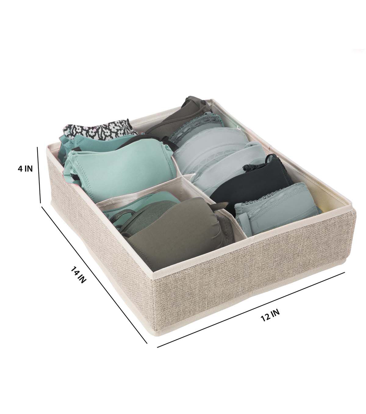 Simplify 14 Faux Jute 4 Compartment Drawer Organizer