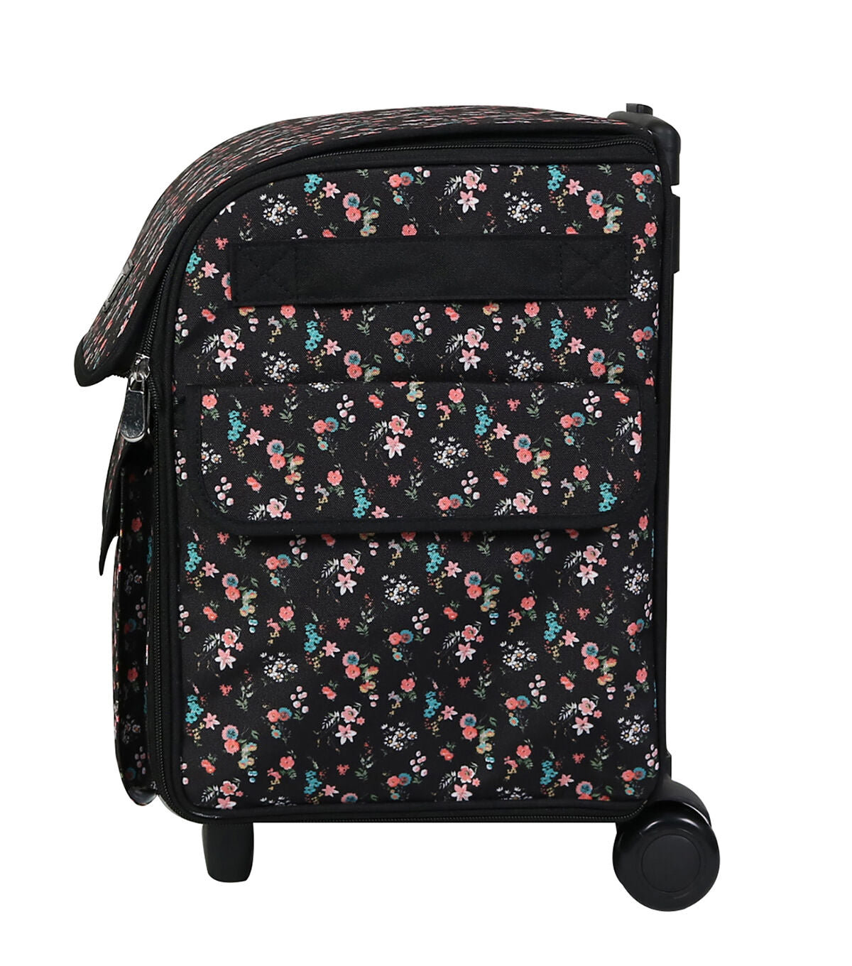 Everything Mary 15 Floral on Black Rolling Serger Machine Storage Case