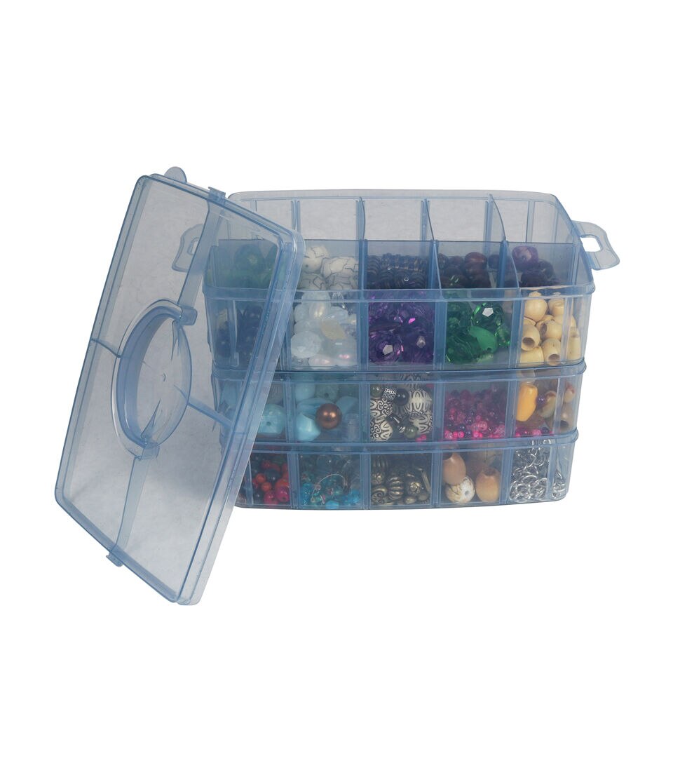 Everything Mary 10 Blue 30 Compartment Stackable Plastic Storage Box