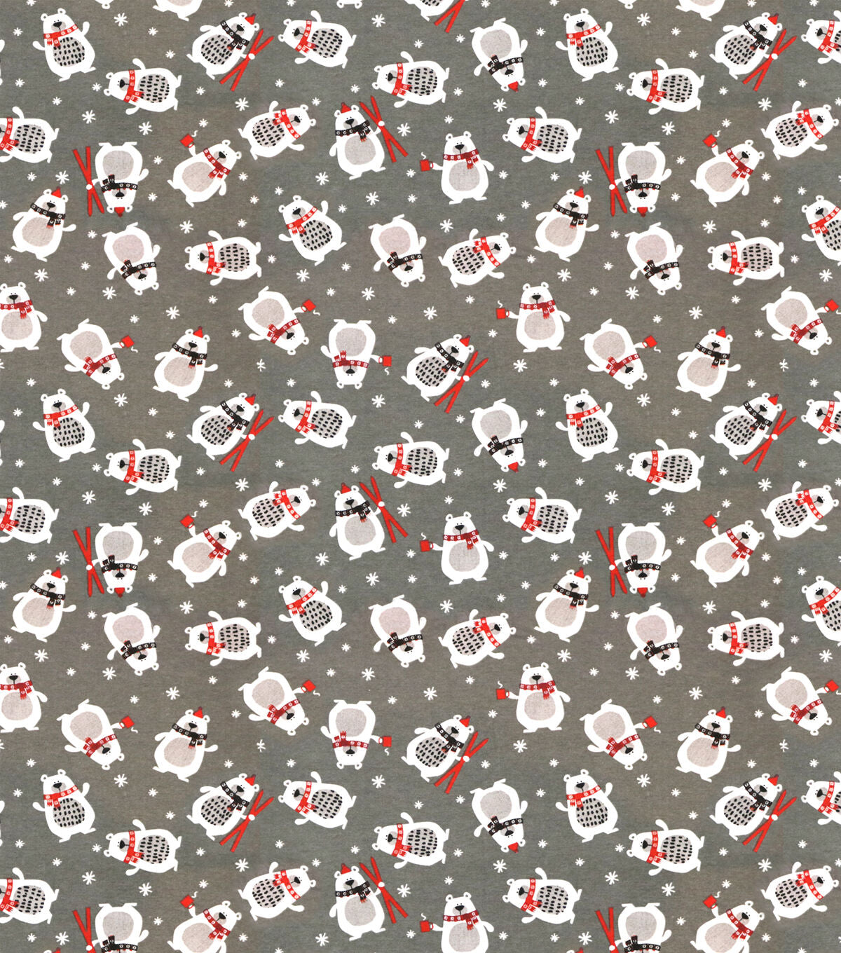 Winter Bear With Scarf Super Snuggle Christmas Flannel Fabric