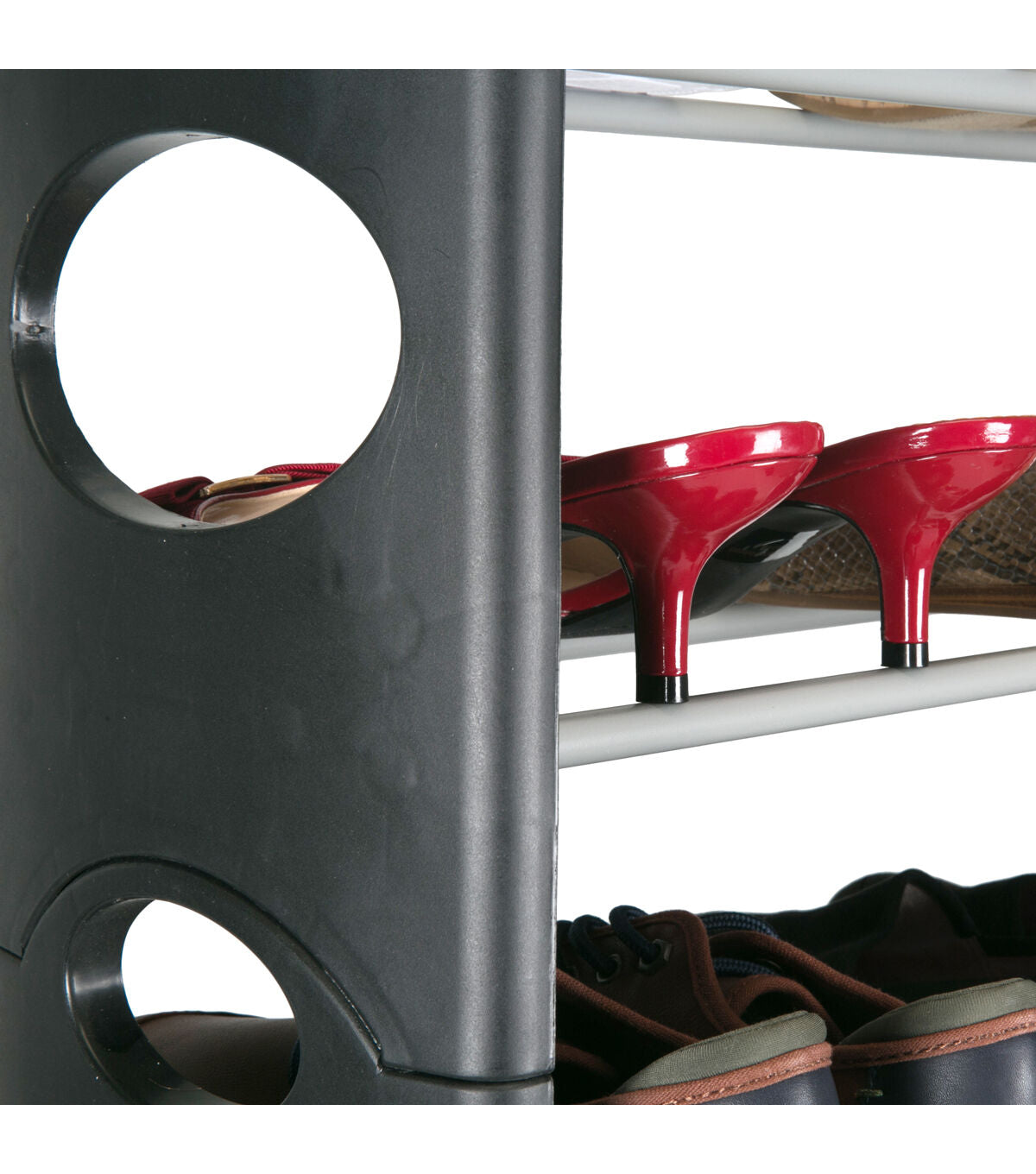 Simplify 61 Black 30 Pair Stackable Shoe Rack