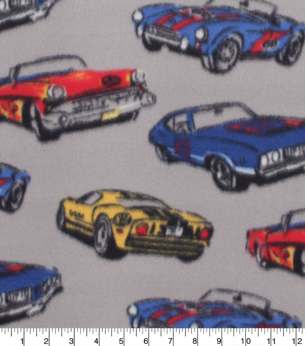 Race Cars Blizzard Fleece Fabric