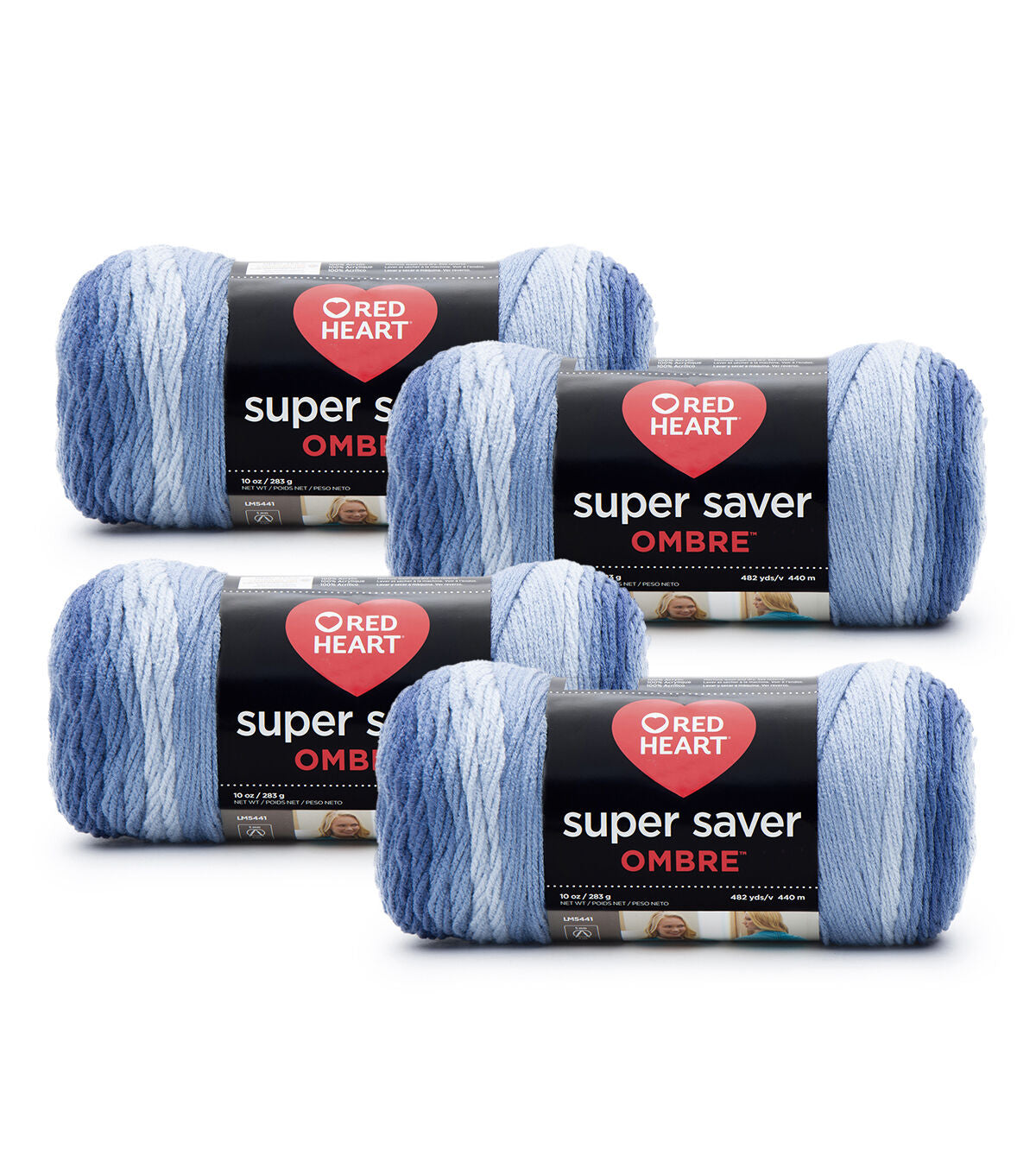 Red Heart Super Saver Ombre 482yds Worsted Acrylic Yarn 4 Bundle