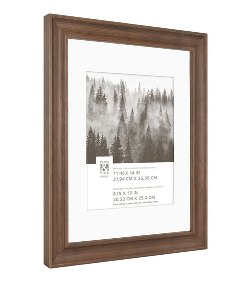 11 x 14 Matted to 8 x 10 Scooped Walnut Wall Frame by Place & Time