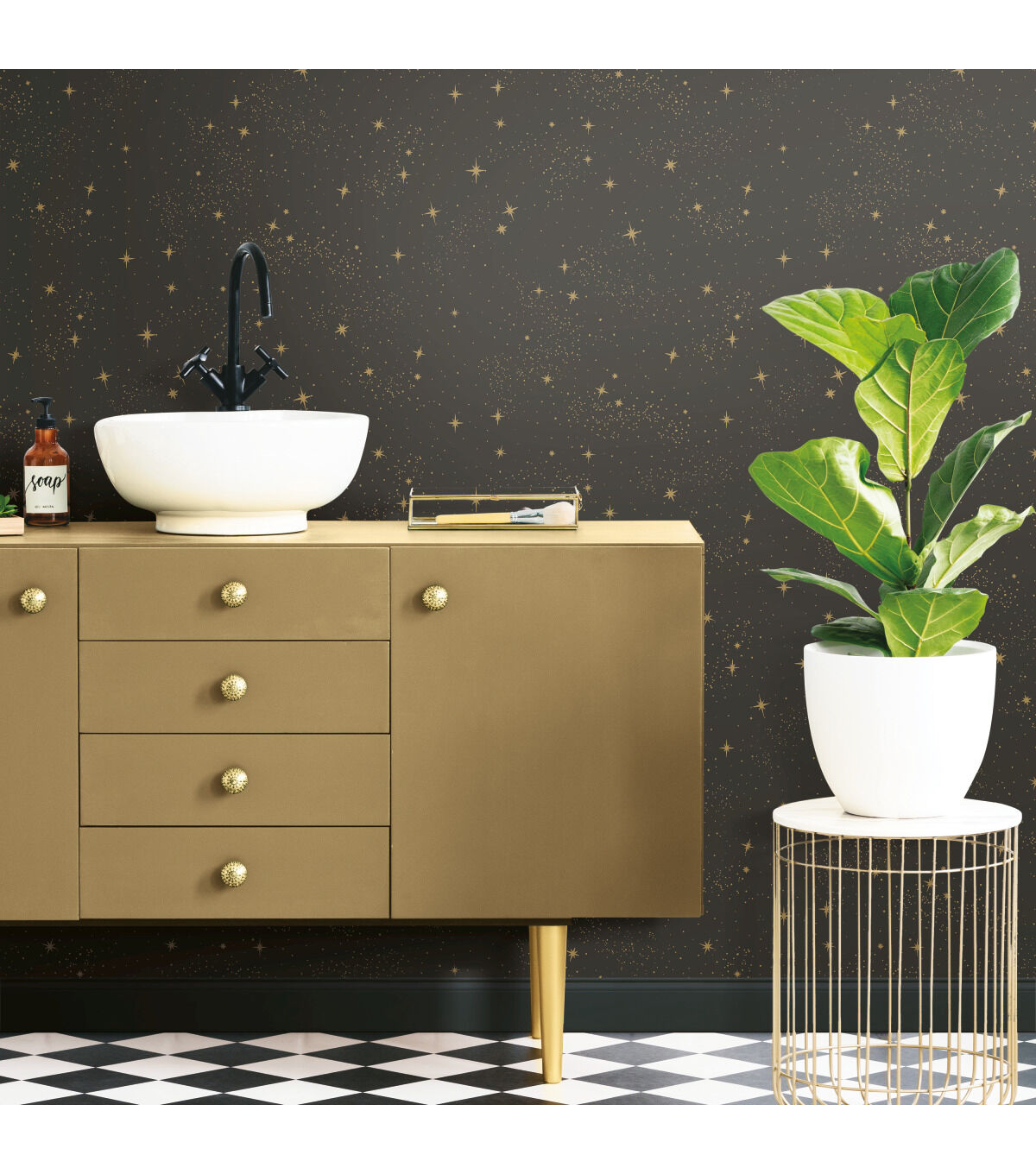 RoomMates Wallpaper Black Upon a Star