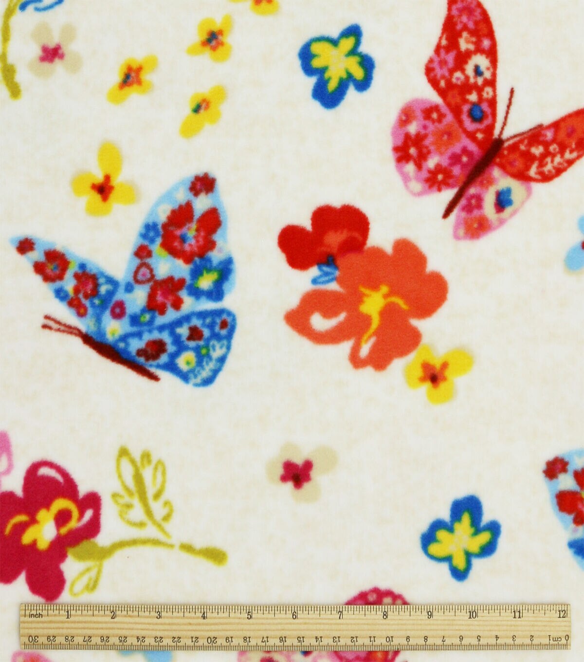 Multicolor Bold Butterflies Luxe Fleece Fabric