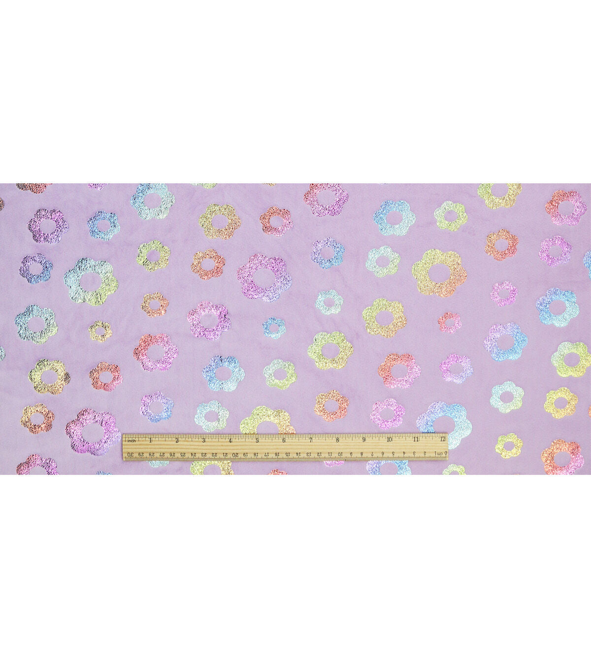 Foil Flowers on Purple Pure Plush Fleece Fabric