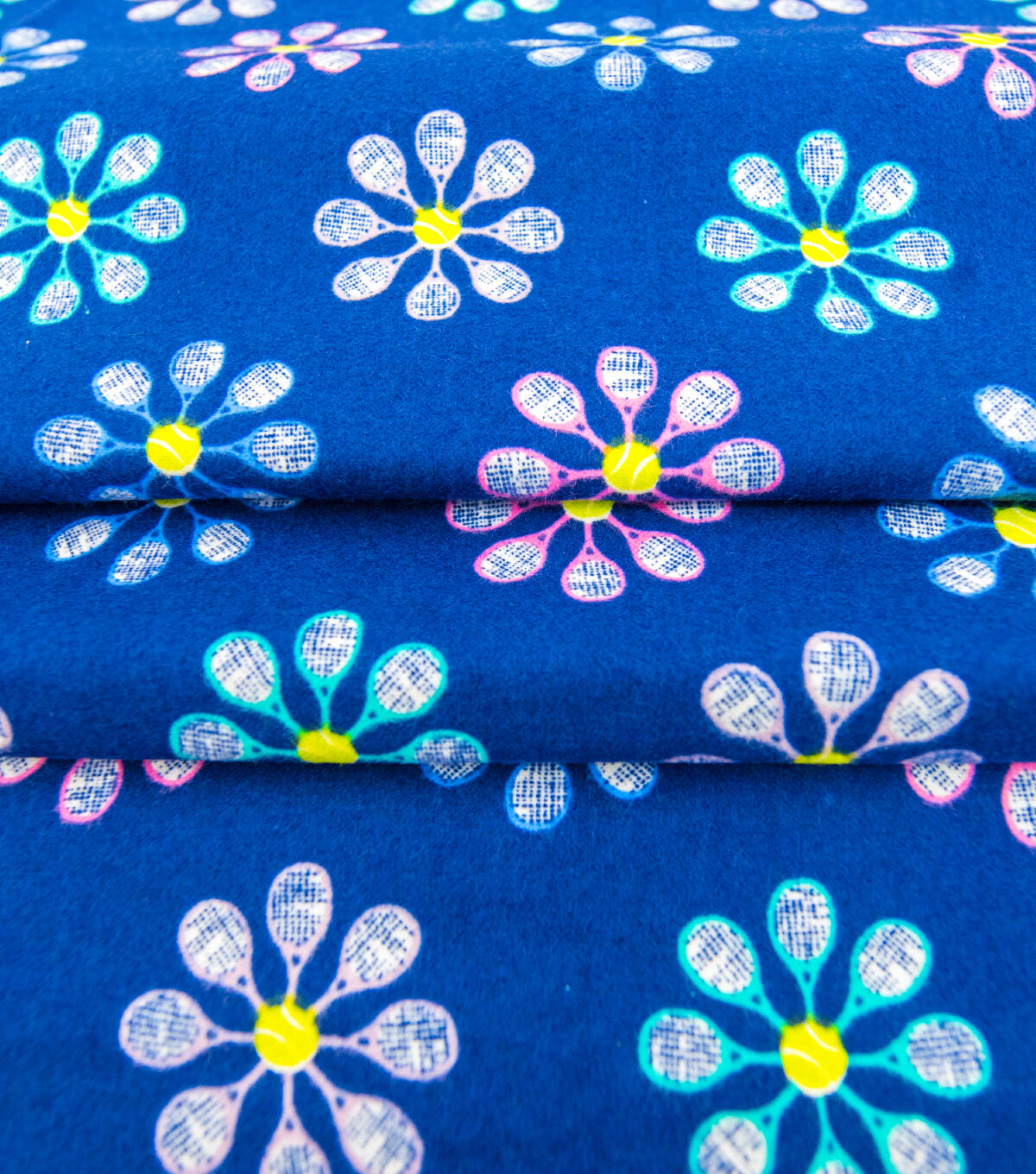 Tennis Racket Flower Super Snuggle Flannel Fabric