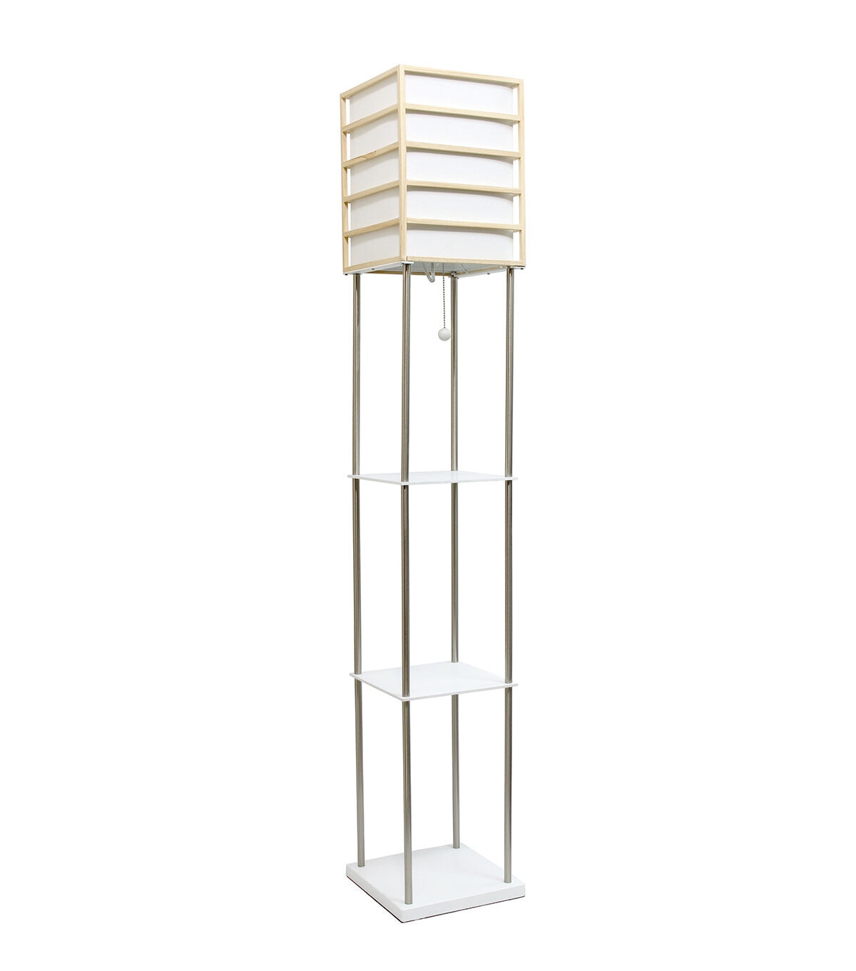All The Rages 1 Light Metal Floor Lamp with Storage Shelves Light Wood