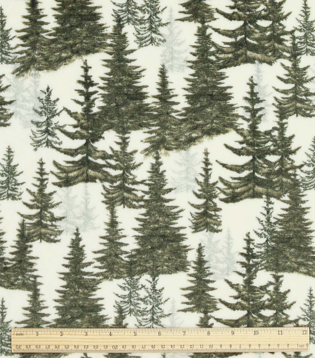 Evergreen Trees Sew Lush Fleece Fabric