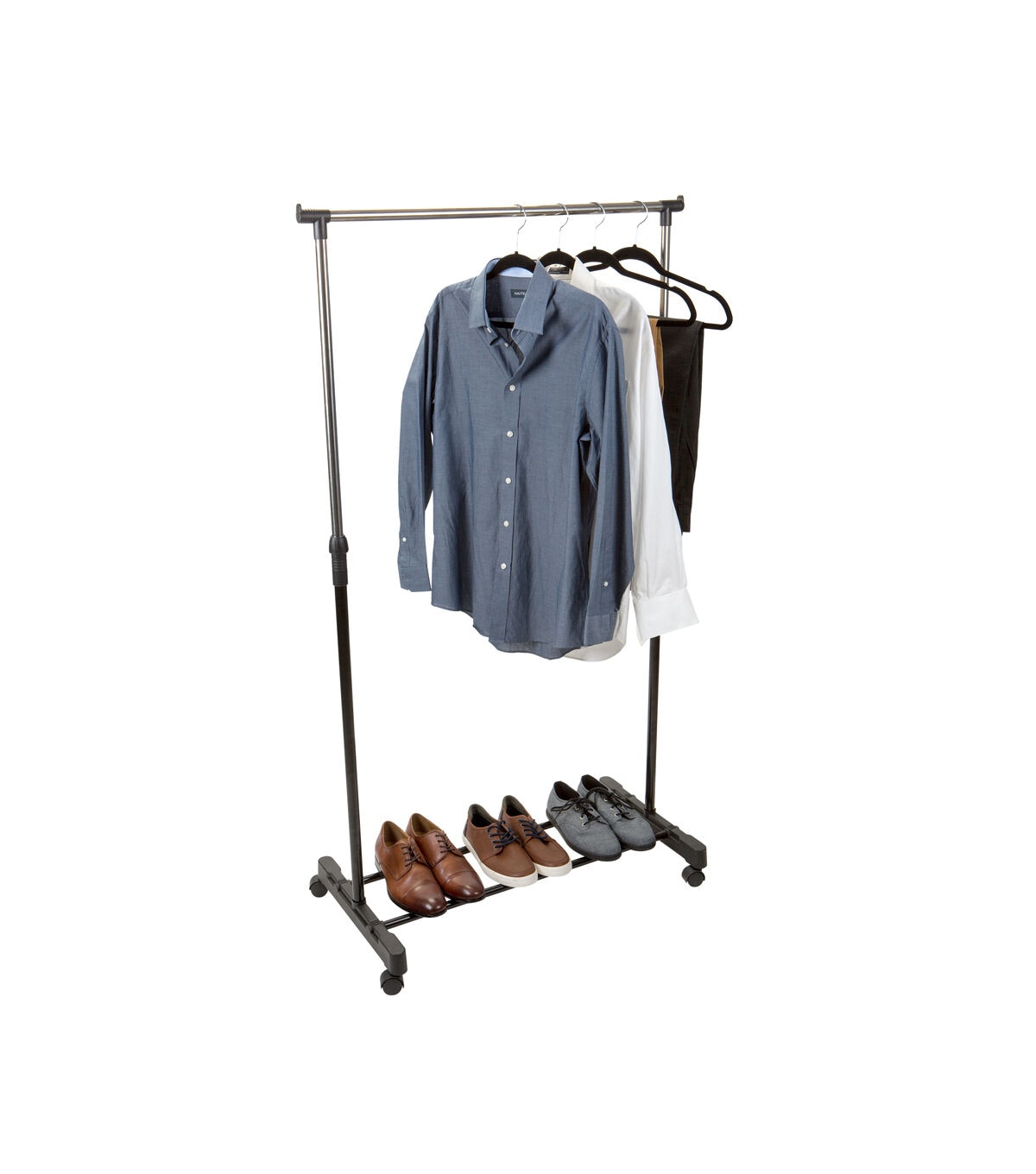 Simplify 31.5 Single Tier Adjustable Height Rolling Garment Rack