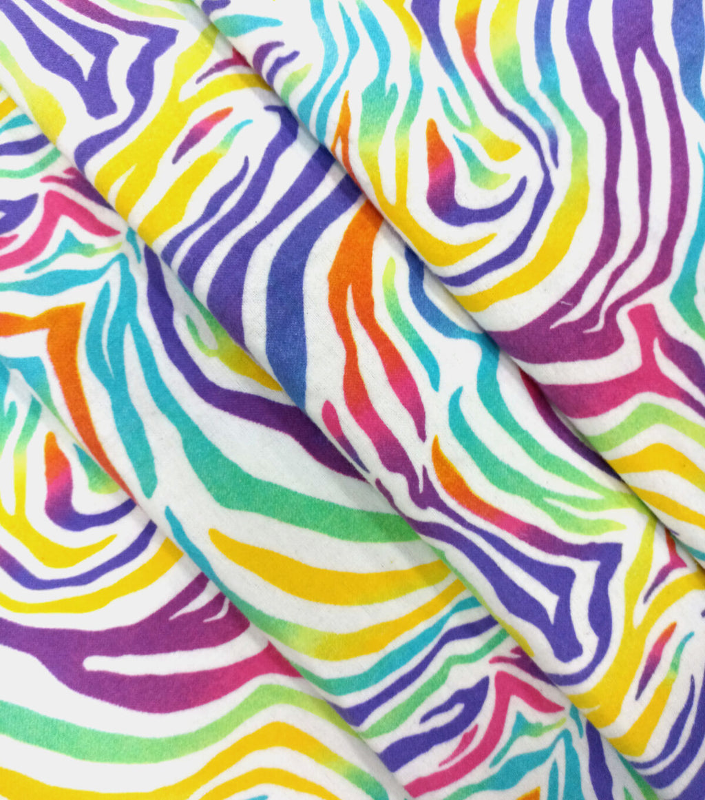 Rainbow Zebra Super Snuggle Flannel Fabric