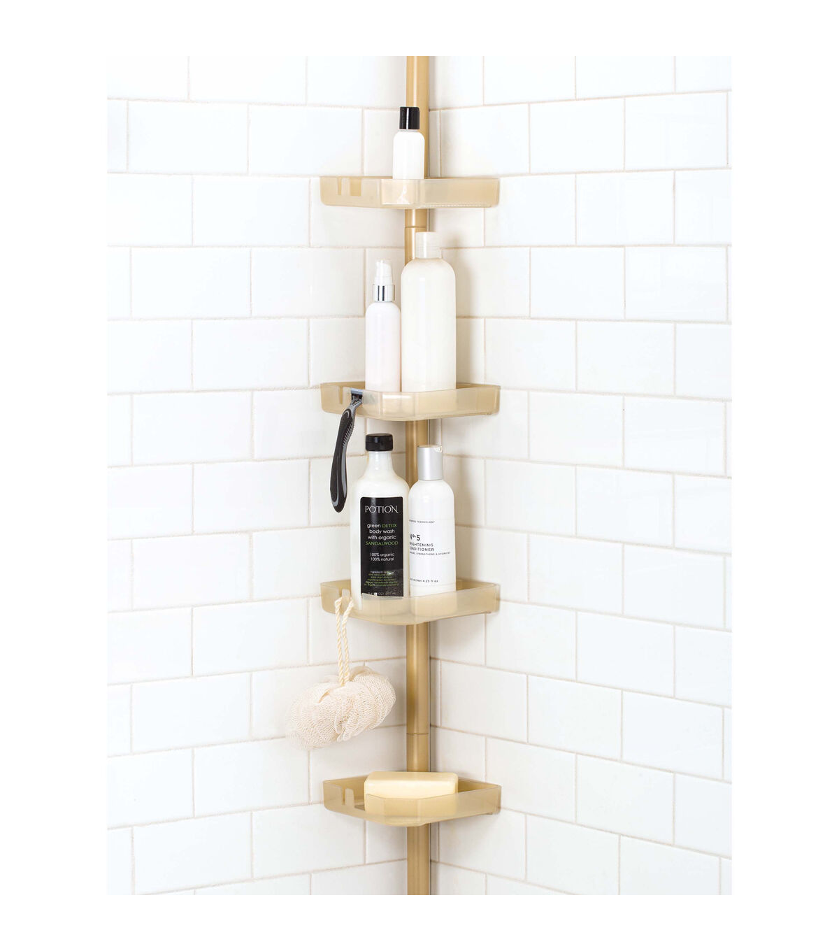 Bath Bliss Adjustable 4 Tier Tension Corner Shower Caddy