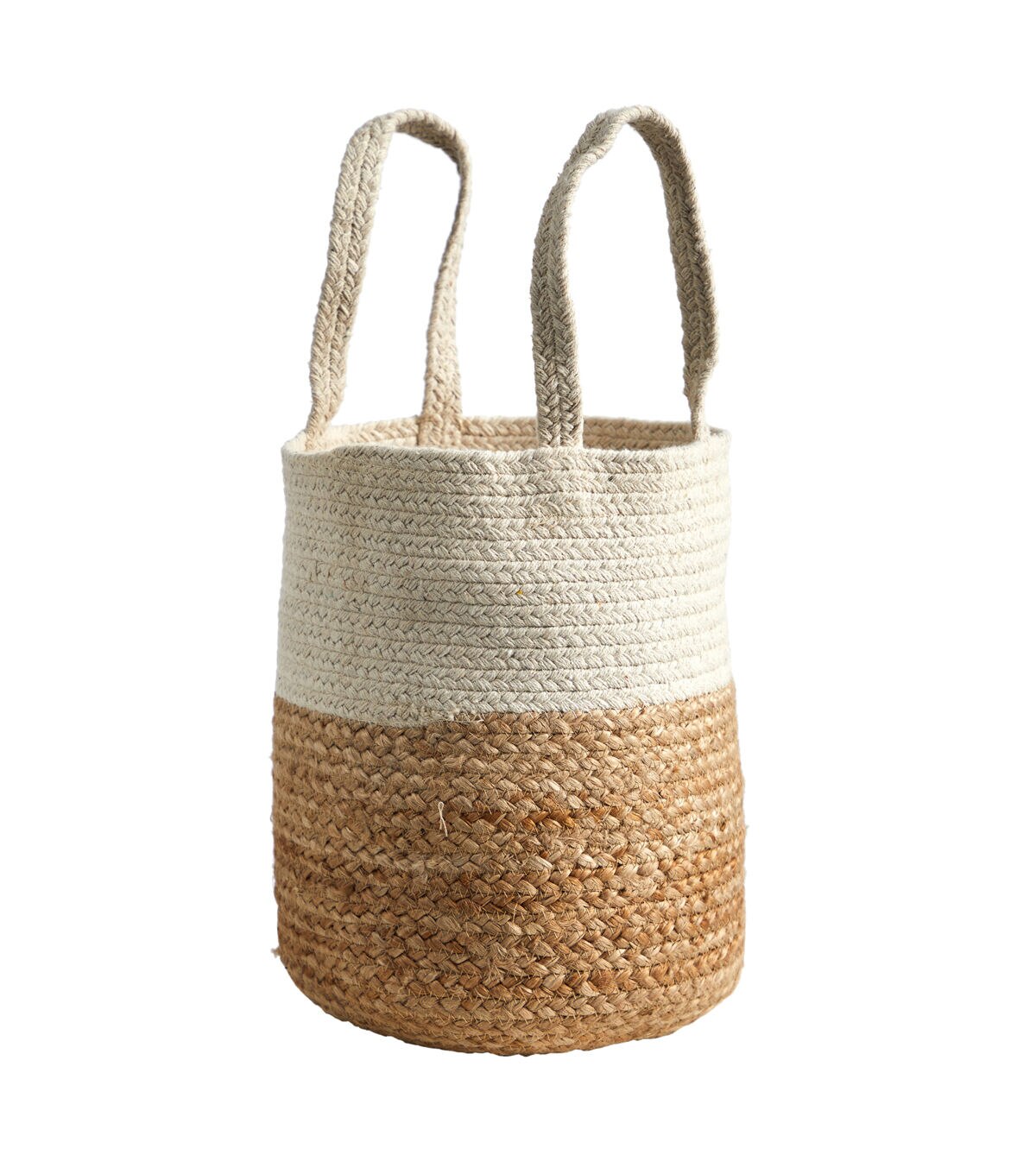 Nearly Natural 12.5 Handmade Natural Jute & Cotton Basket Planter