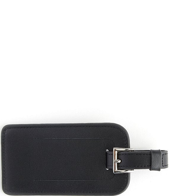 Leather Luggage Tag with Silver Hardware