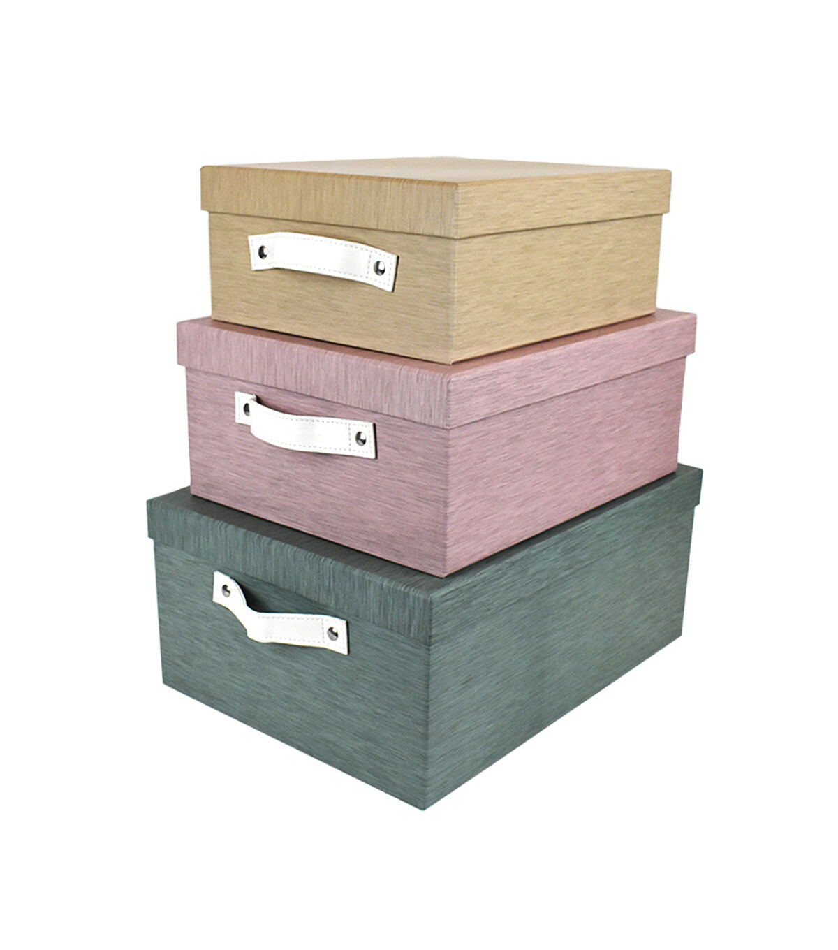 14 Pink Heather Pattern Rectangle Box With Lid & Carrying Handles